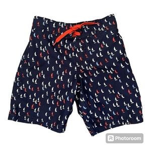 Janie and Jack Boys Blue Sailboat Board Shorts Swim Suit Trunks Size 4